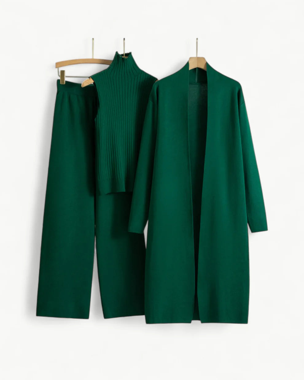 Turtle Neck Knit Tank 3-Piece Cardigan Set - MYSTERYBOXS