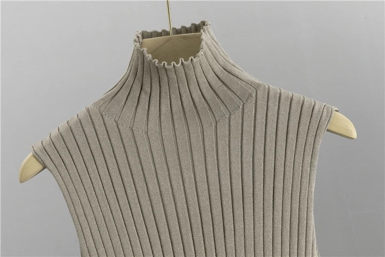 Turtle Neck Knit Tank 3-Piece Cardigan Set - MYSTERYBOXS