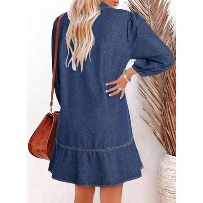 V-neck cropped denim dress - MYSTERYBOXS