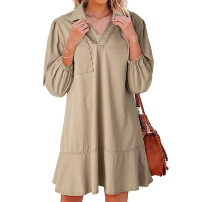 V-neck cropped denim dress - MYSTERYBOXS