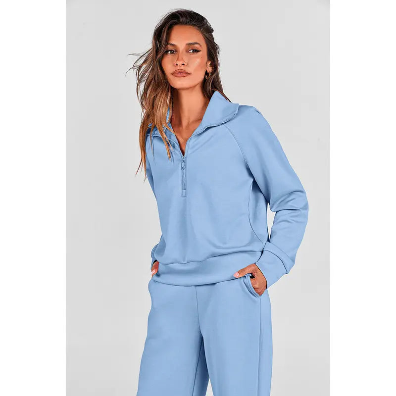 Women’s Half-Zip Pullover 2-Piece Set - MYSTERYBOXS