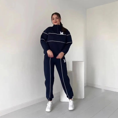 Letter zipper casual sports two-piece set - MYSTERYBOXS