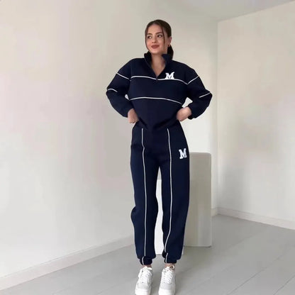 Letter zipper casual sports two-piece set - MYSTERYBOXS