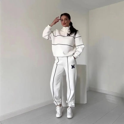 Letter zipper casual sports two-piece set - MYSTERYBOXS