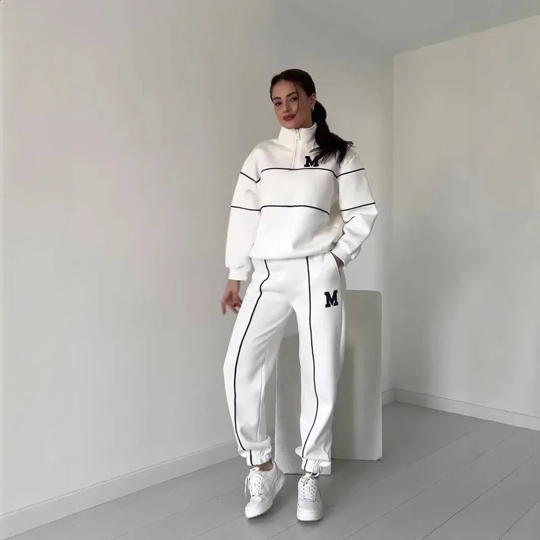 Letter zipper casual sports two-piece set - MYSTERYBOXS