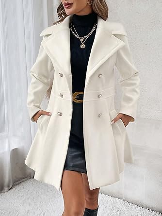 Women’s Elegant Double-Button Lapel Overcoat - MYSTERYBOXS