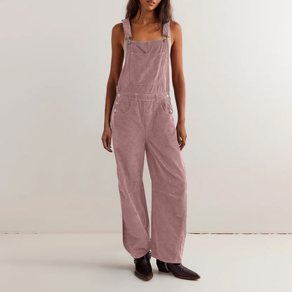 Adjustable corduroy jumpsuit with pockets - MYSTERYBOXS