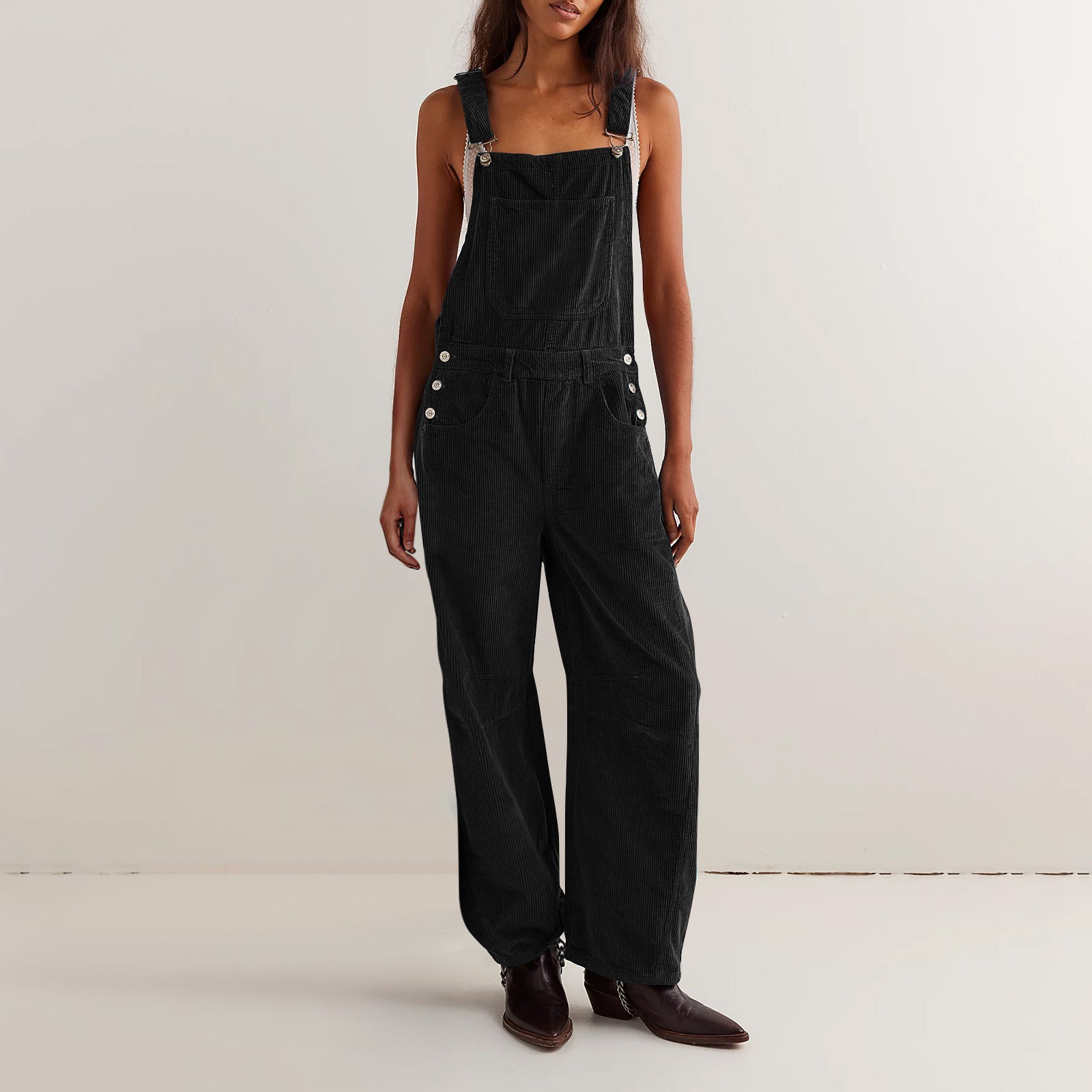 Adjustable corduroy jumpsuit with pockets - MYSTERYBOXS