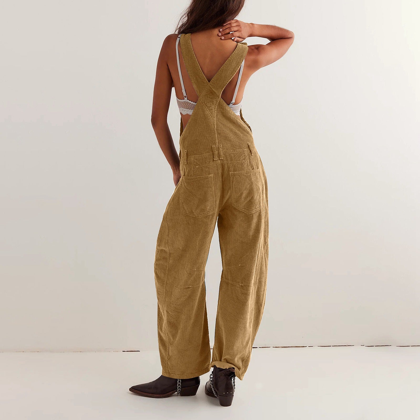 Adjustable corduroy jumpsuit with pockets - MYSTERYBOXS