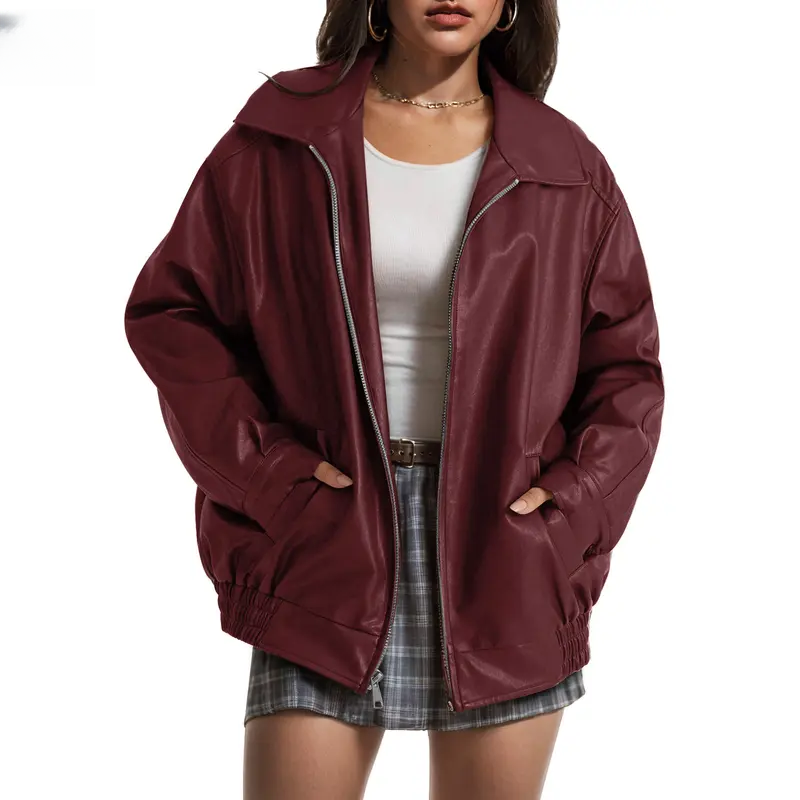 Women’s Oversized Faux Suede Moto Jacket - MYSTERYBOXS