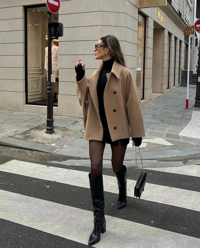 Oversized Double-Breasted Tailored Coat for Women - MYSTERYBOXS