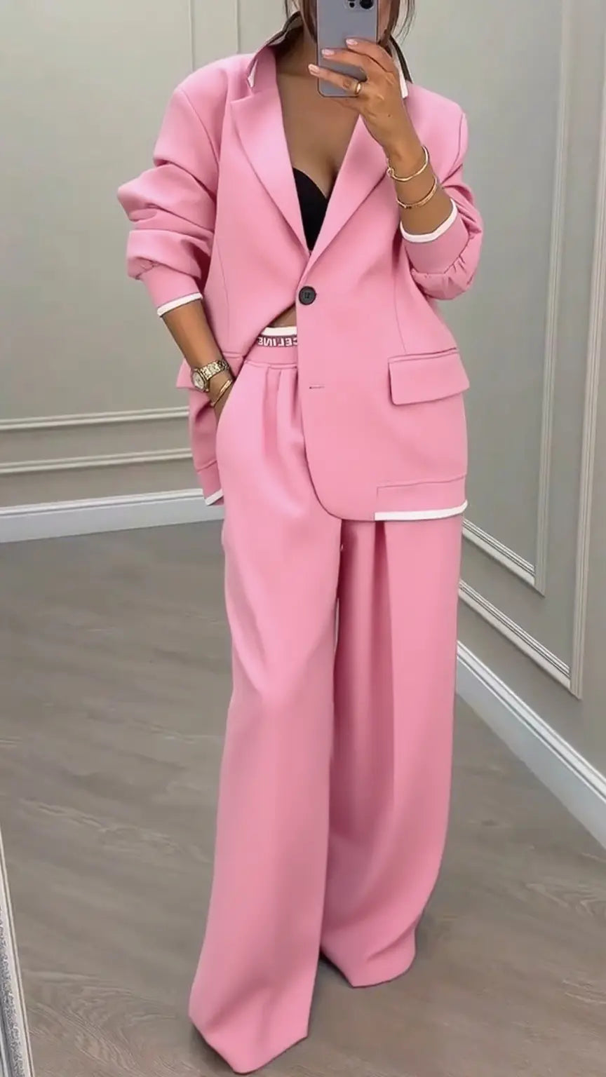 Women's collared jacket + trousers commuter suit - MYSTERYBOXS