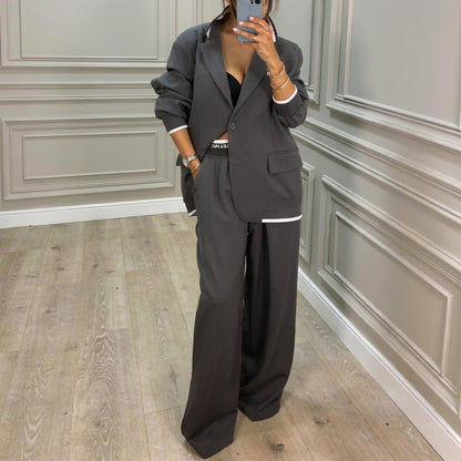 Women's collared jacket + trousers commuter suit - MYSTERYBOXS