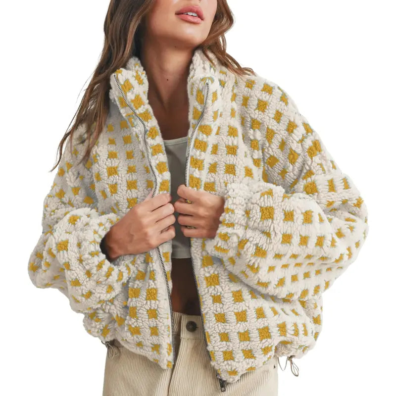 Women’s Plaid Fleece Sherpa Jacket - MYSTERYBOXS