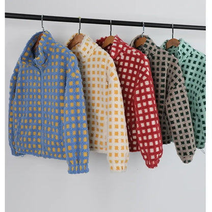 Women’s Plaid Fleece Sherpa Jacket - MYSTERYBOXS