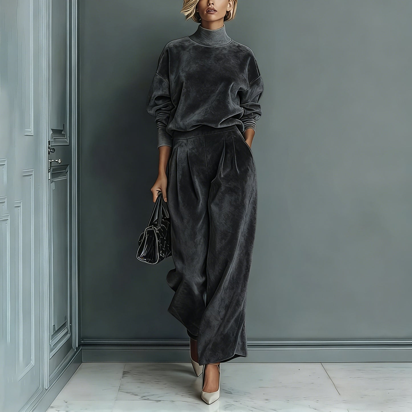 WOMEN'S TURTLENECK CASUAL WARM VELVET SUIT - MYSTERYBOXS