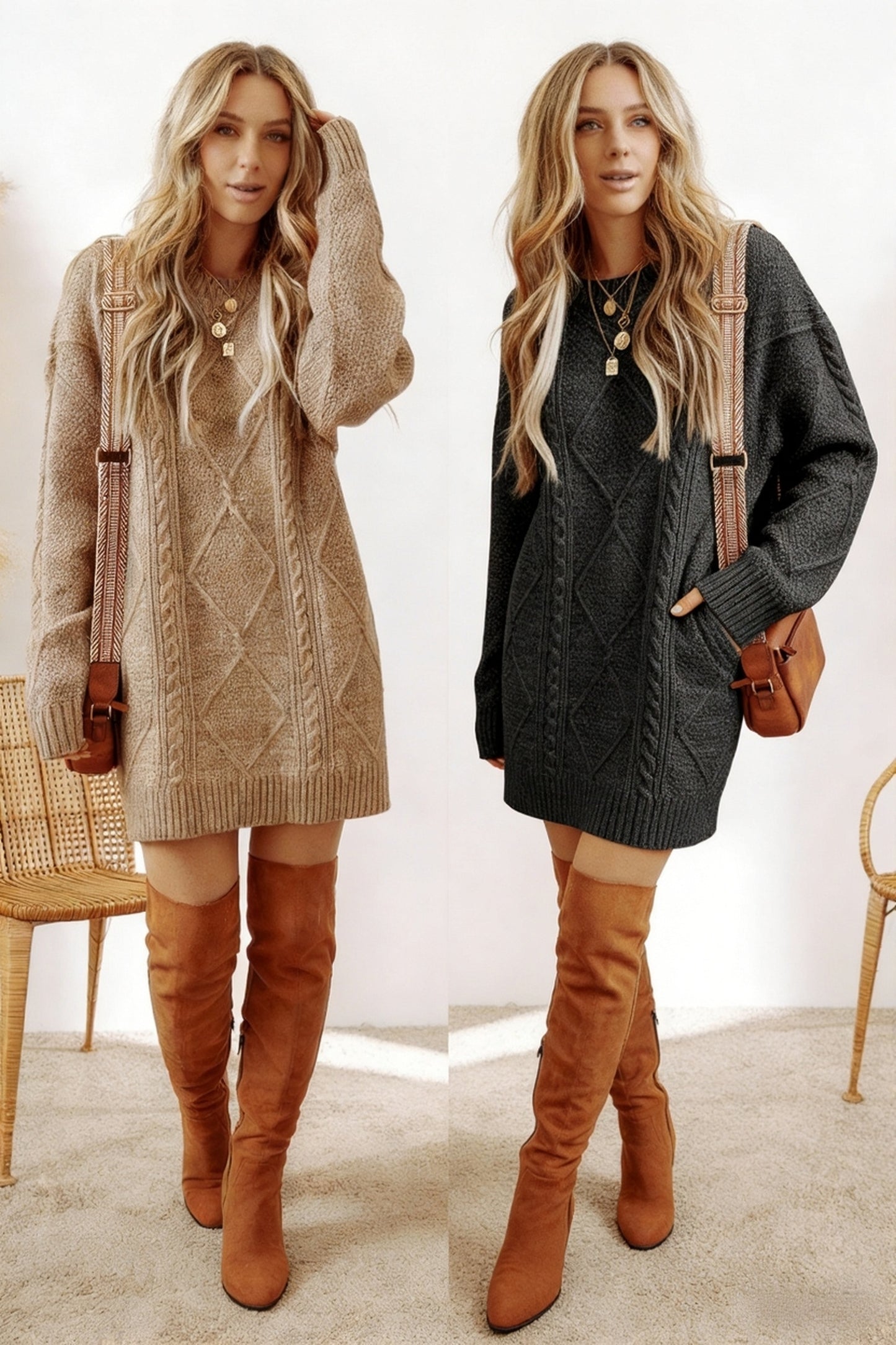 knitted twist textured sweater skirt - MYSTERYBOXS