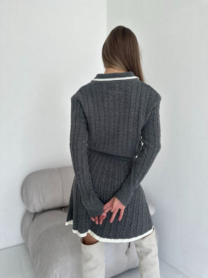 Knitted two-piece sweater and skirt - MYSTERYBOXS