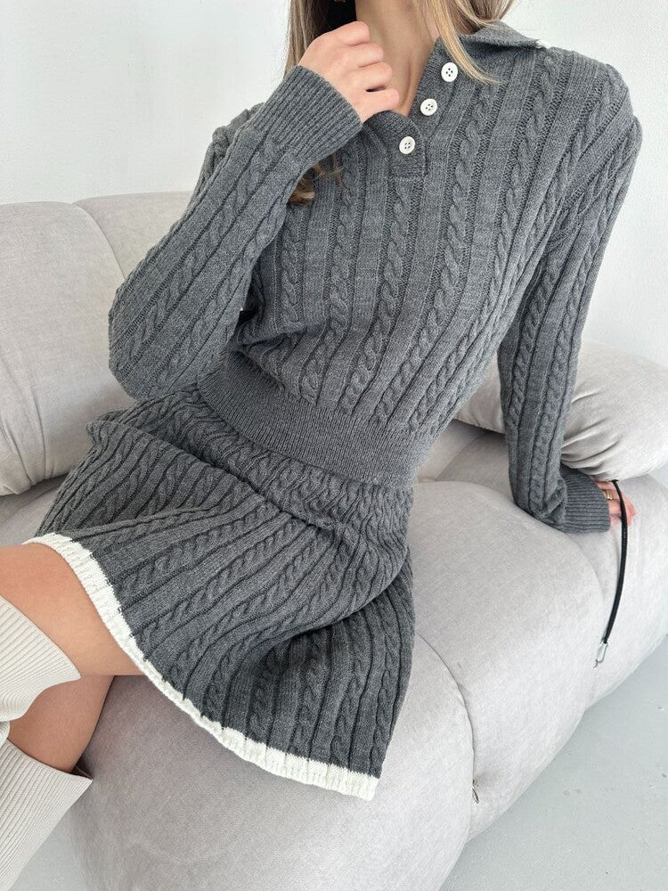 Knitted two-piece sweater and skirt - MYSTERYBOXS