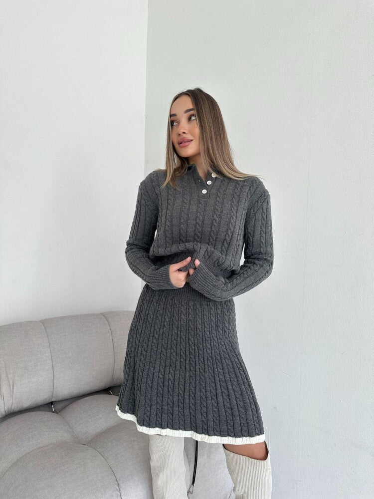 Knitted two-piece sweater and skirt - MYSTERYBOXS