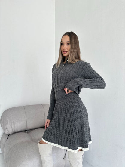 Knitted two-piece sweater and skirt - MYSTERYBOXS