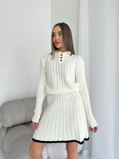 Knitted two-piece sweater and skirt - MYSTERYBOXS