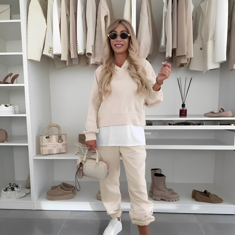 Women's Hooded Patchwork Casual Sweatshirt Set - MYSTERYBOXS