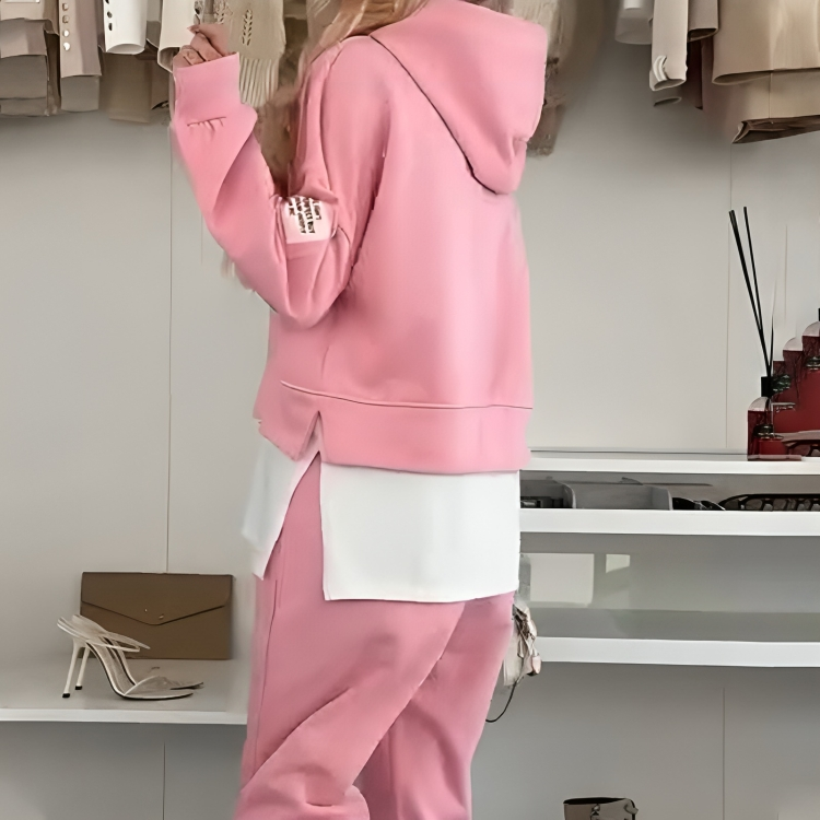 Women's Hooded Patchwork Casual Sweatshirt Set - MYSTERYBOXS