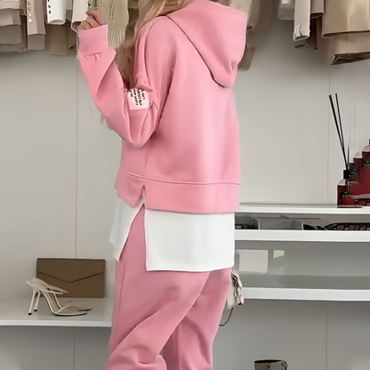 Women's Hooded Patchwork Casual Sweatshirt Set - MYSTERYBOXS