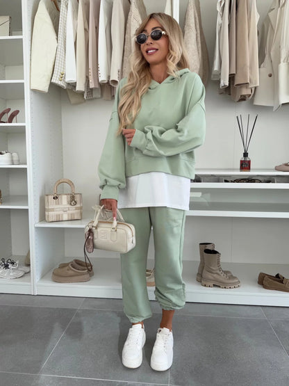 Women's Hooded Patchwork Casual Sweatshirt Set - MYSTERYBOXS