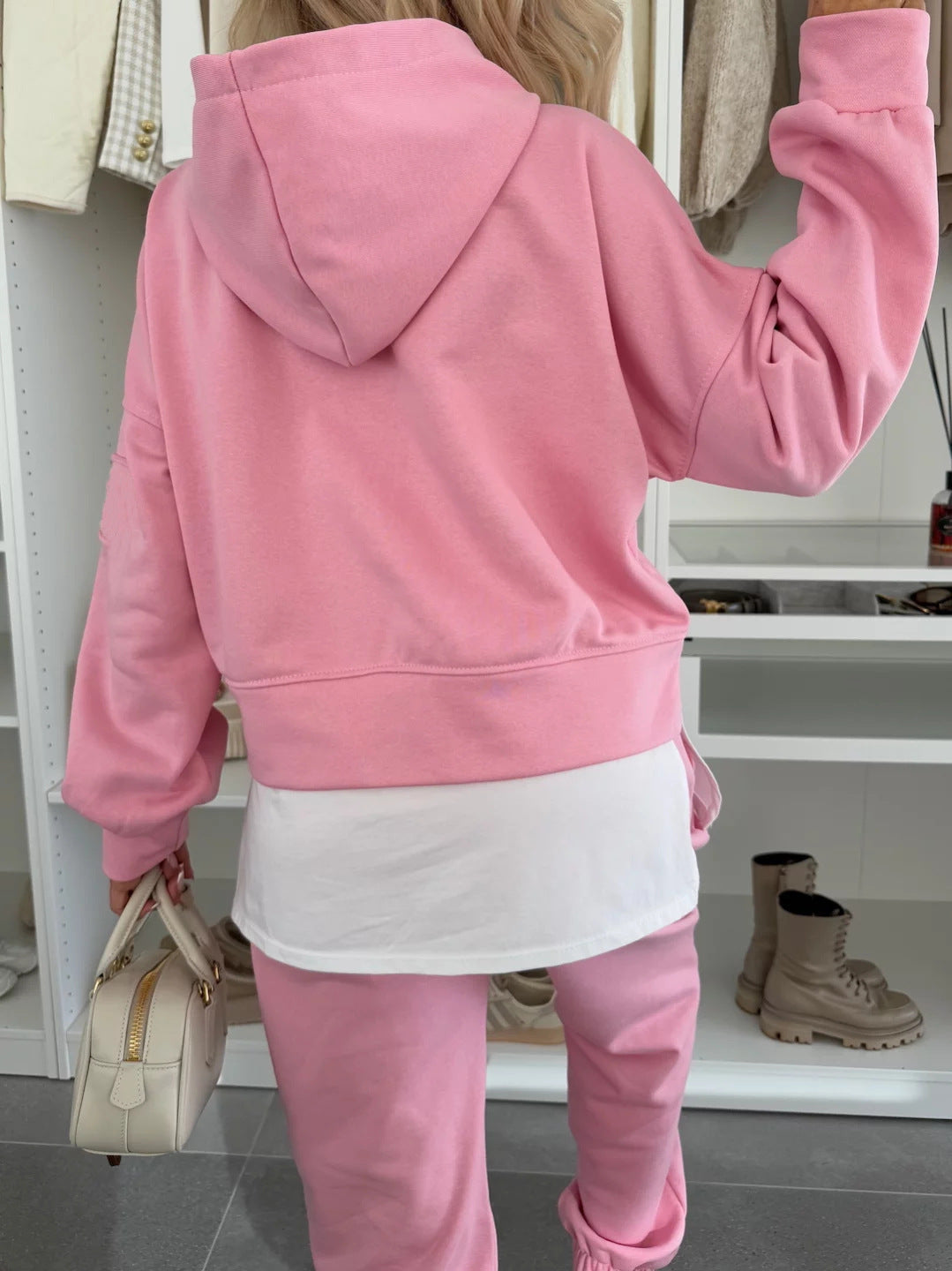 Women's Hooded Patchwork Casual Sweatshirt Set - MYSTERYBOXS