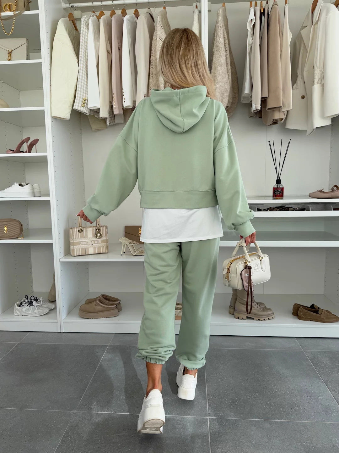 Women's Hooded Patchwork Casual Sweatshirt Set - MYSTERYBOXS