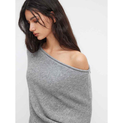 Off-Shoulder Textured Knit Sweater & Low-Waisted Tailored Shorts Co-ord - MYSTERYBOXS