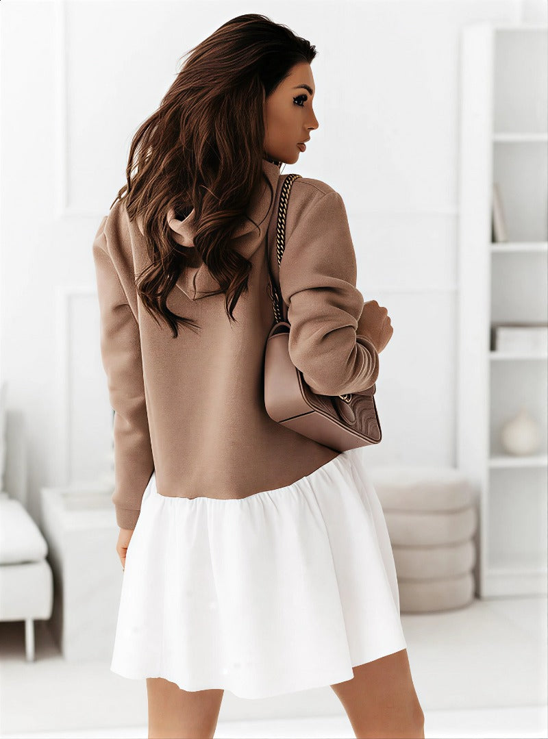 Stylish hoodie patchwork dress - MYSTERYBOXS