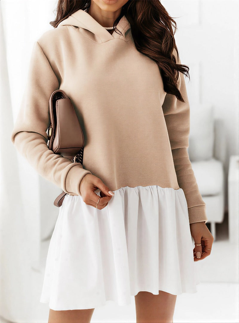 Stylish hoodie patchwork dress - MYSTERYBOXS