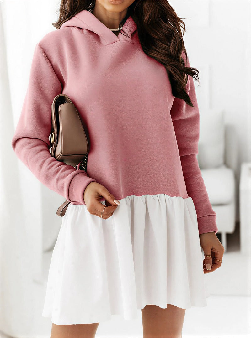 Stylish hoodie patchwork dress - MYSTERYBOXS