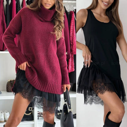 Stylish knit top and vest dress set - MYSTERYBOXS
