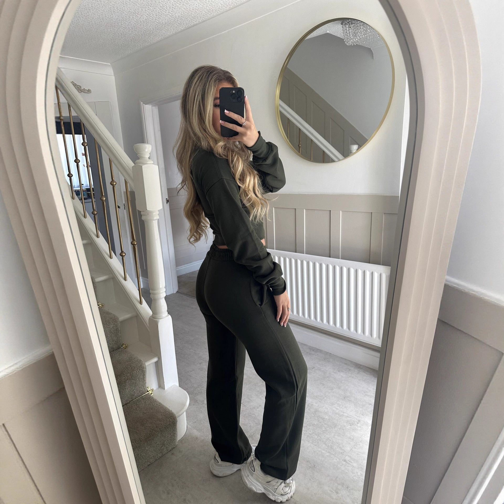 Solid Color Zipper Cardigan and Straight Leg Pants Tracksuit - MYSTERYBOXS