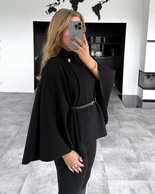 Audrey cape coat with belt - MYSTERYBOXS