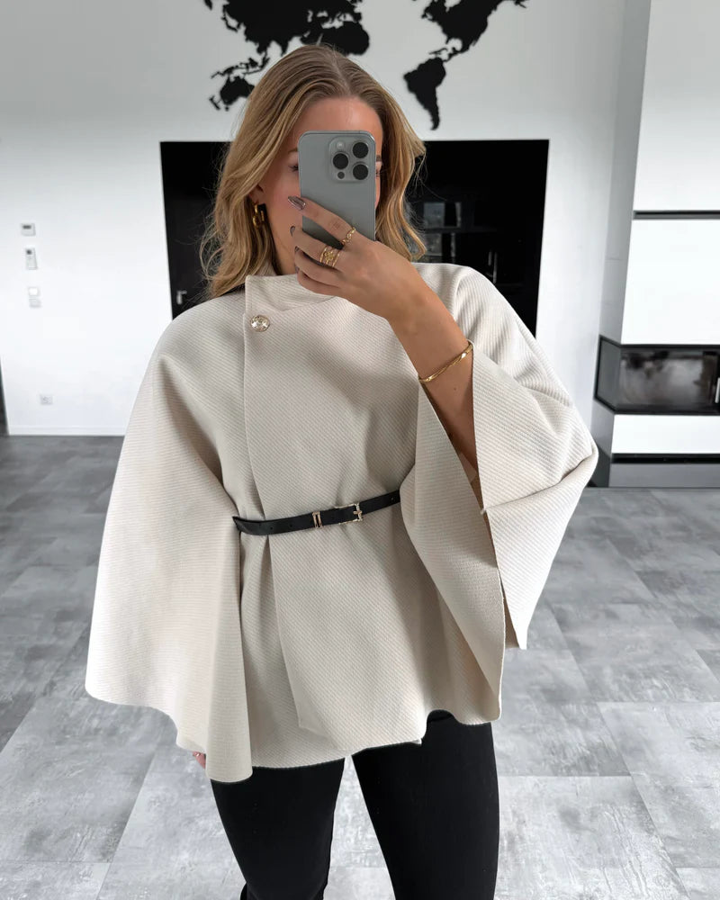 Audrey cape coat with belt - MYSTERYBOXS