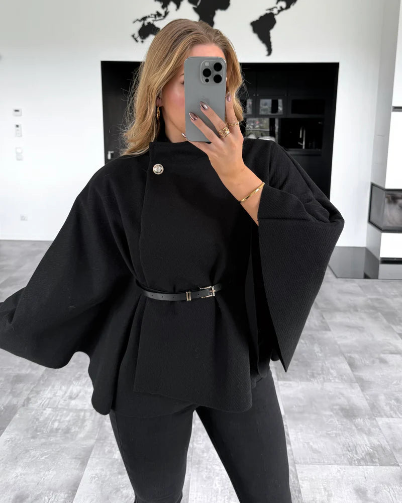 Audrey cape coat with belt - MYSTERYBOXS