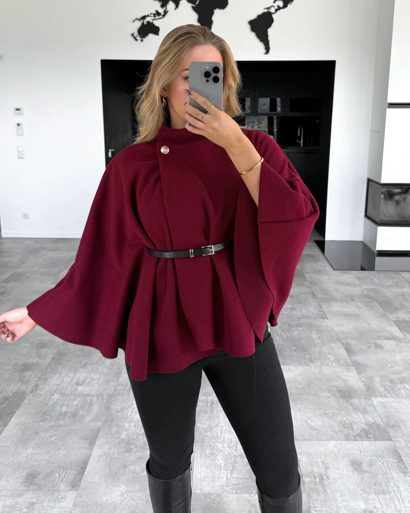 Audrey cape coat with belt - MYSTERYBOXS