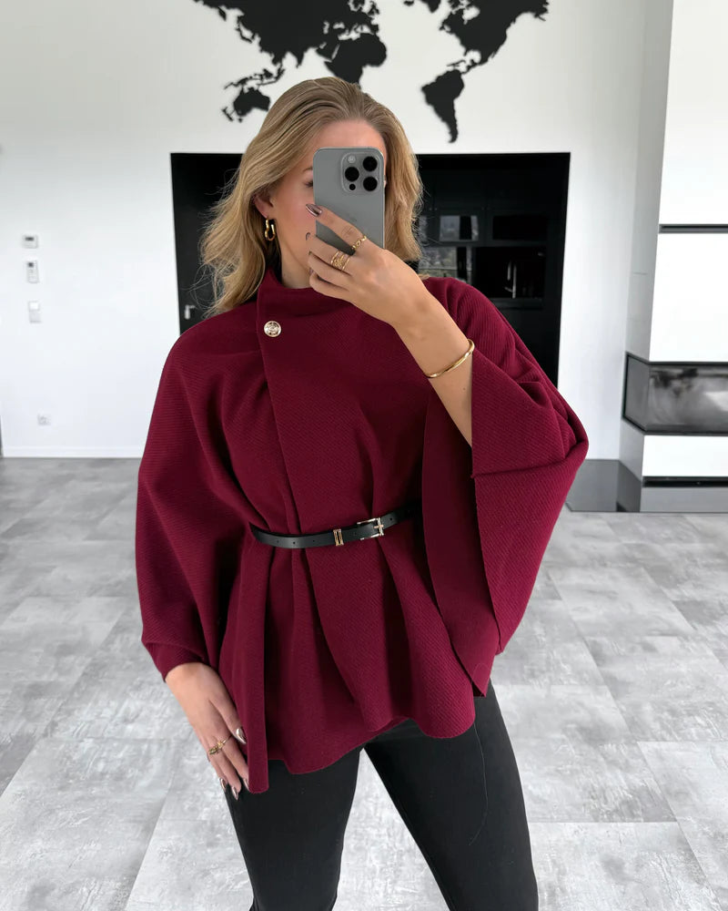 Audrey cape coat with belt - MYSTERYBOXS