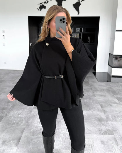 Audrey cape coat with belt - MYSTERYBOXS