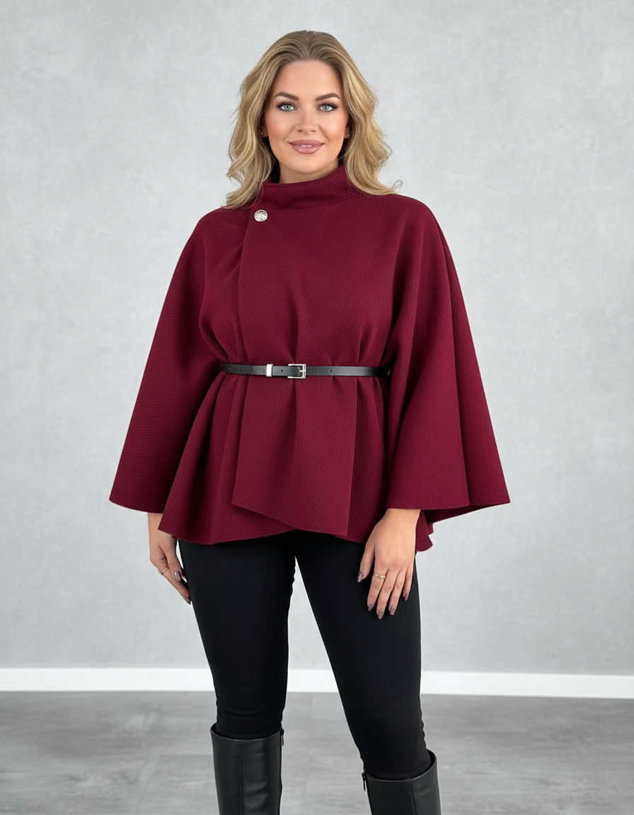 Audrey cape coat with belt - MYSTERYBOXS