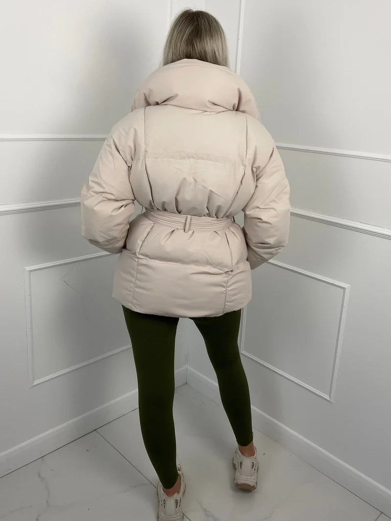 Short quilted jacket with belt - MYSTERYBOXS