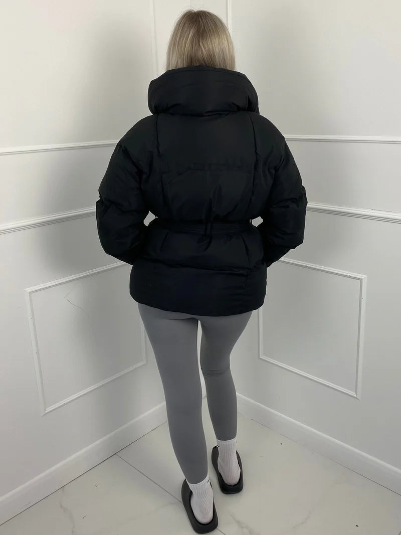 Short quilted jacket with belt - MYSTERYBOXS