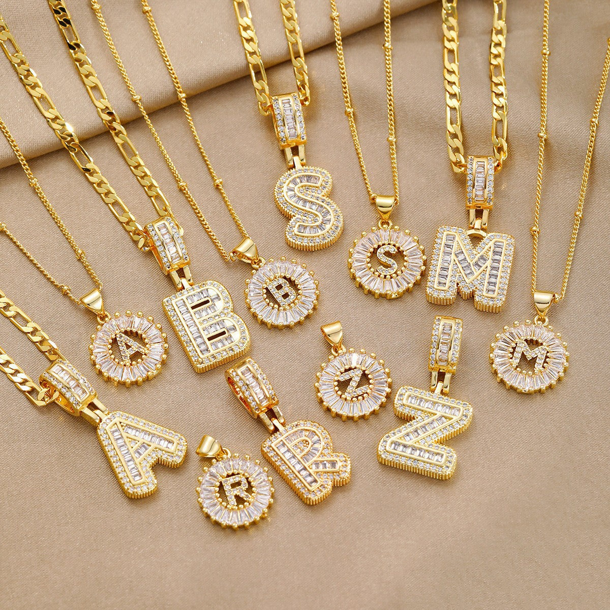 Zircon initial pendant necklace - MYSTERYBOXS