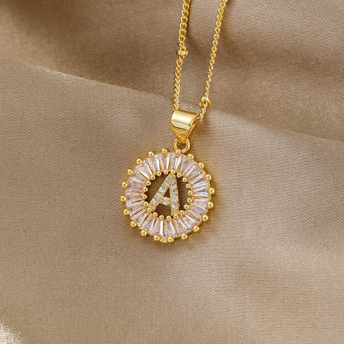 Zircon initial pendant necklace - MYSTERYBOXS