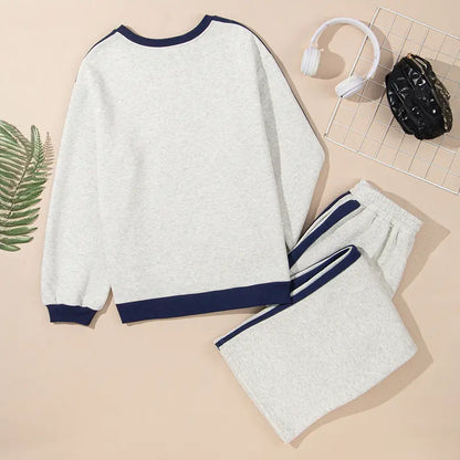 Structured Drop-Shoulder Color-Block Fleece Set